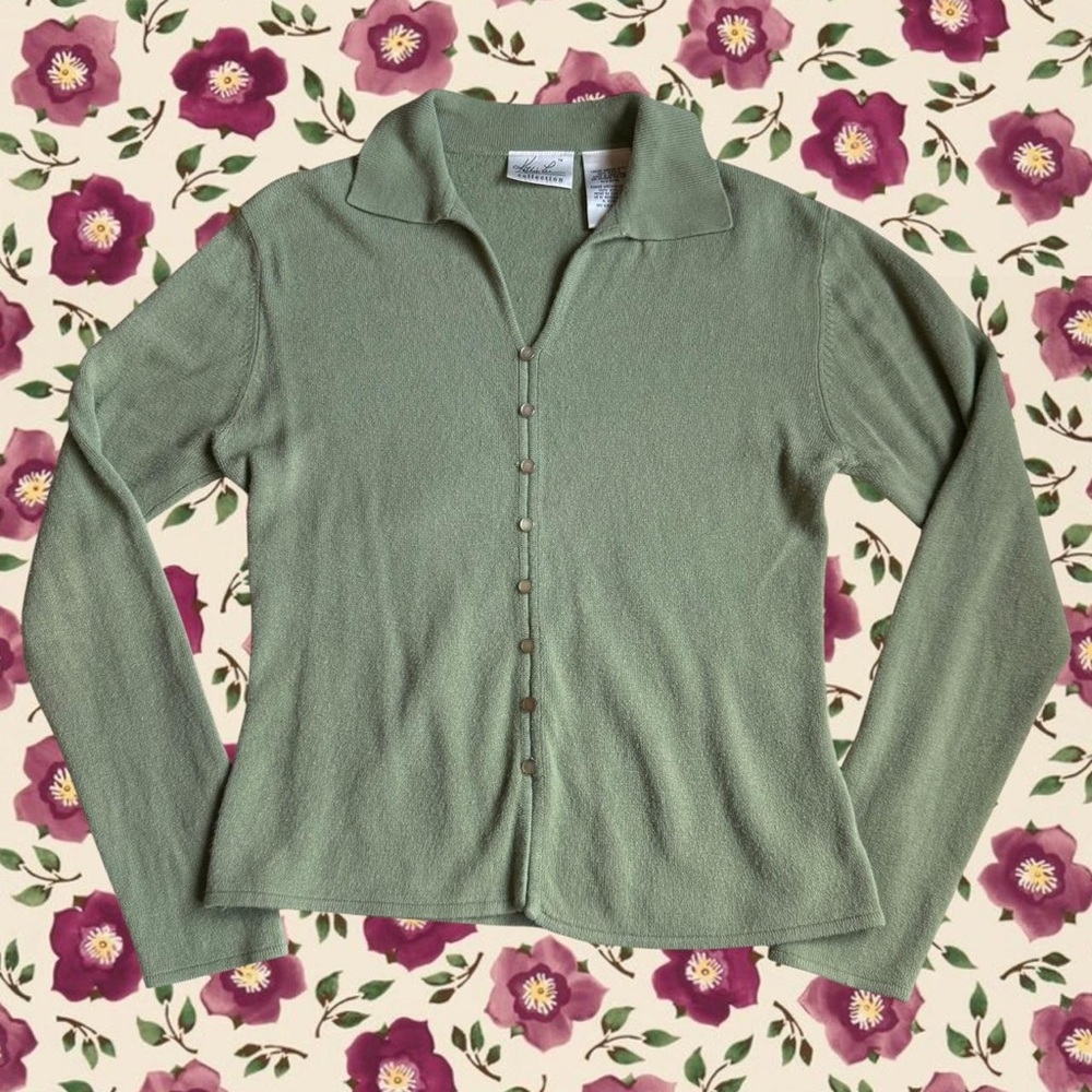 Kathie Lee Collection Olive Button-Up Cardigan